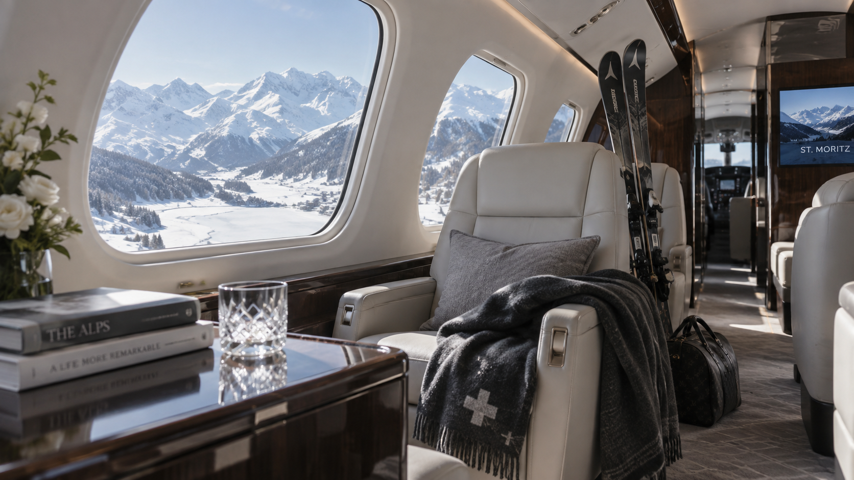 Prywatny jet do St. Moritz w Alpach Szwajcarskich